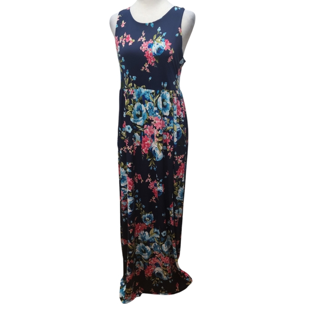 Bellamie Long Floral Sleeveless Maxi Dress Size Large